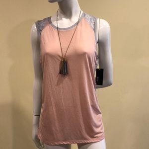 NWT Cute Pink & Grey Sleeveless Top